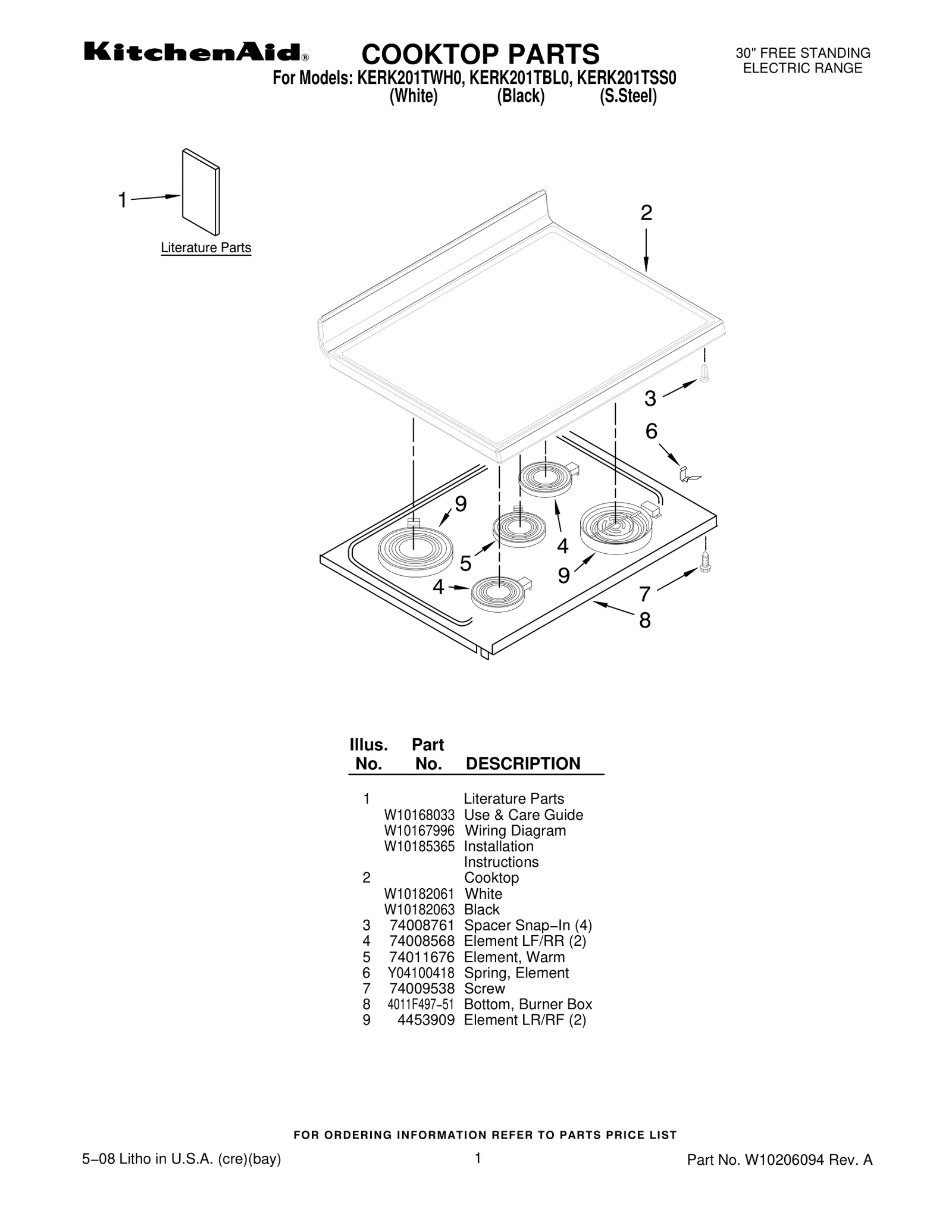COOKTOP PARTS