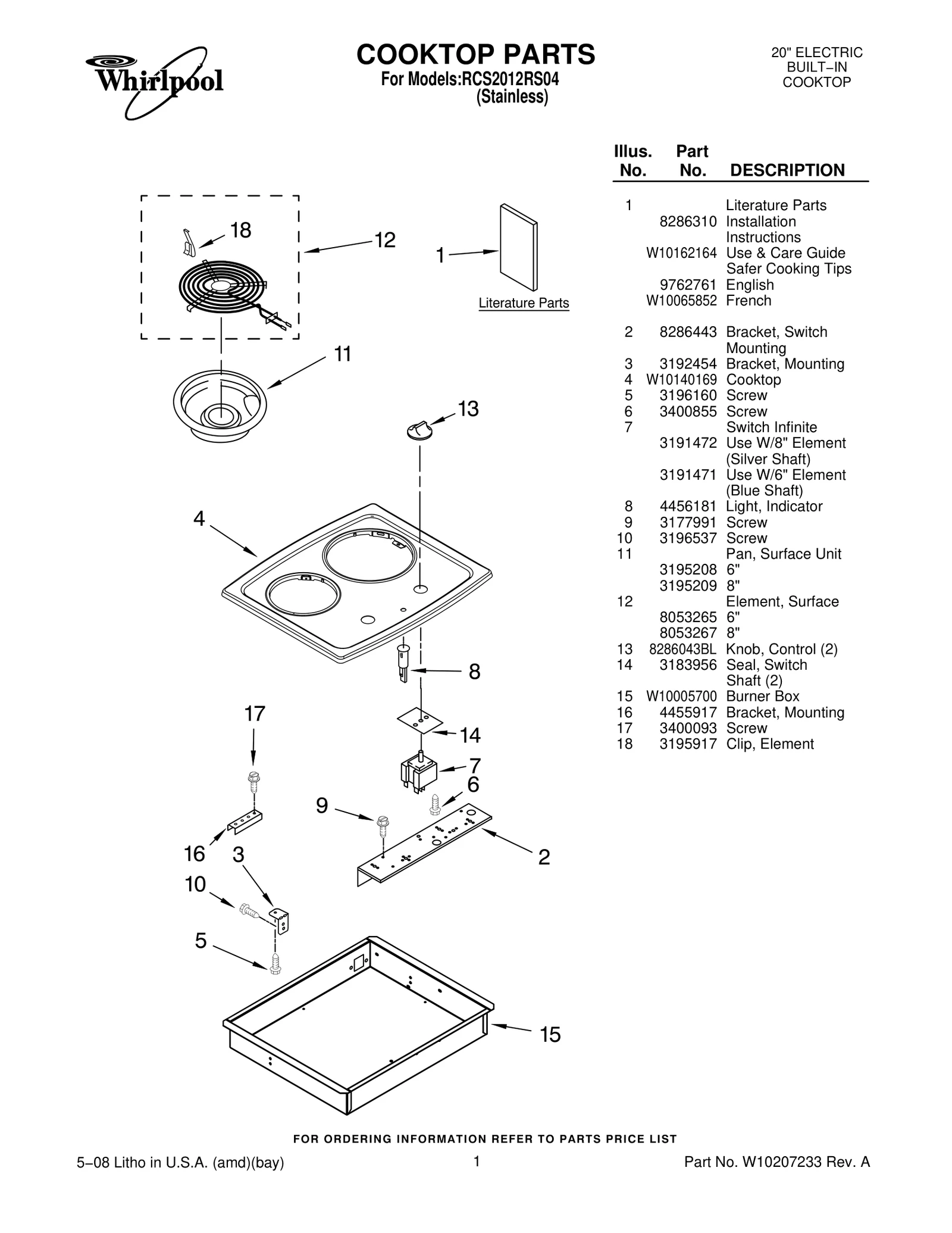 COOKTOP PARTS