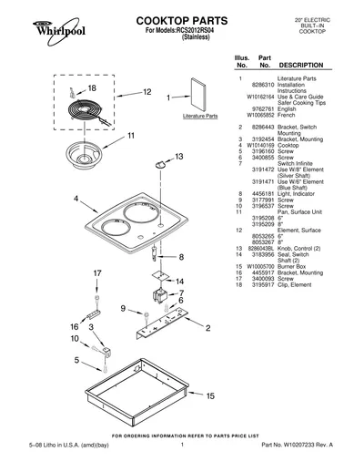 COOKTOP PARTS