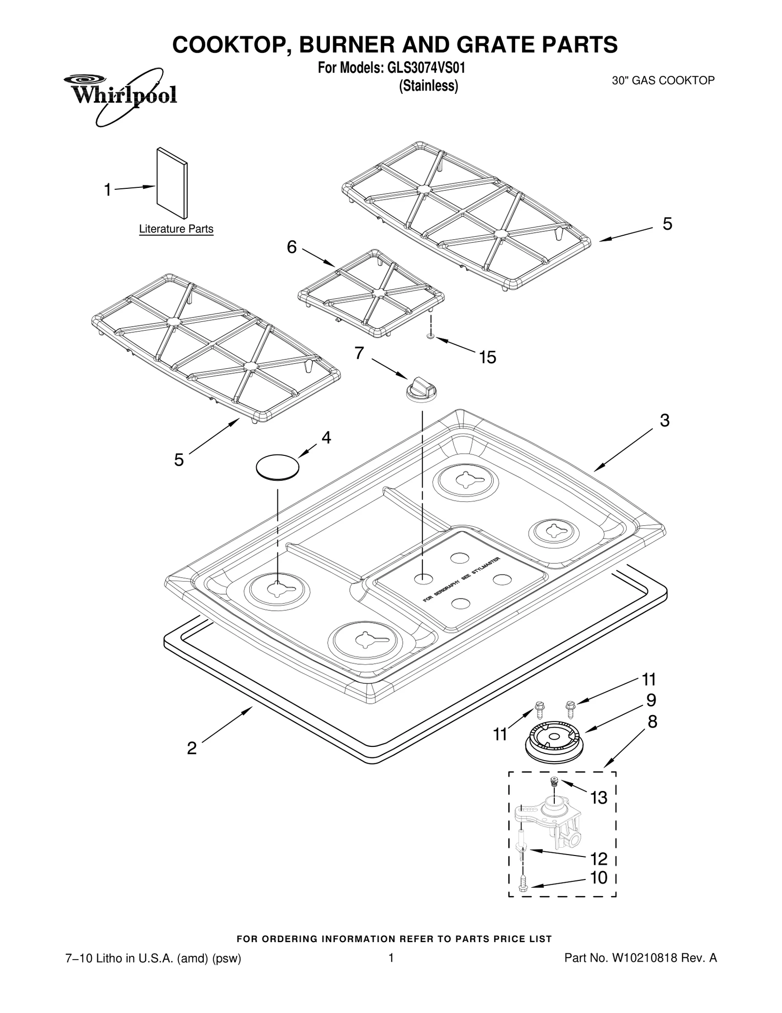COOKTOP, BURNER AND GRATE PARTS