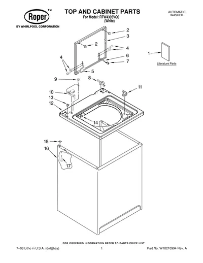TOP AND CABINET PARTS