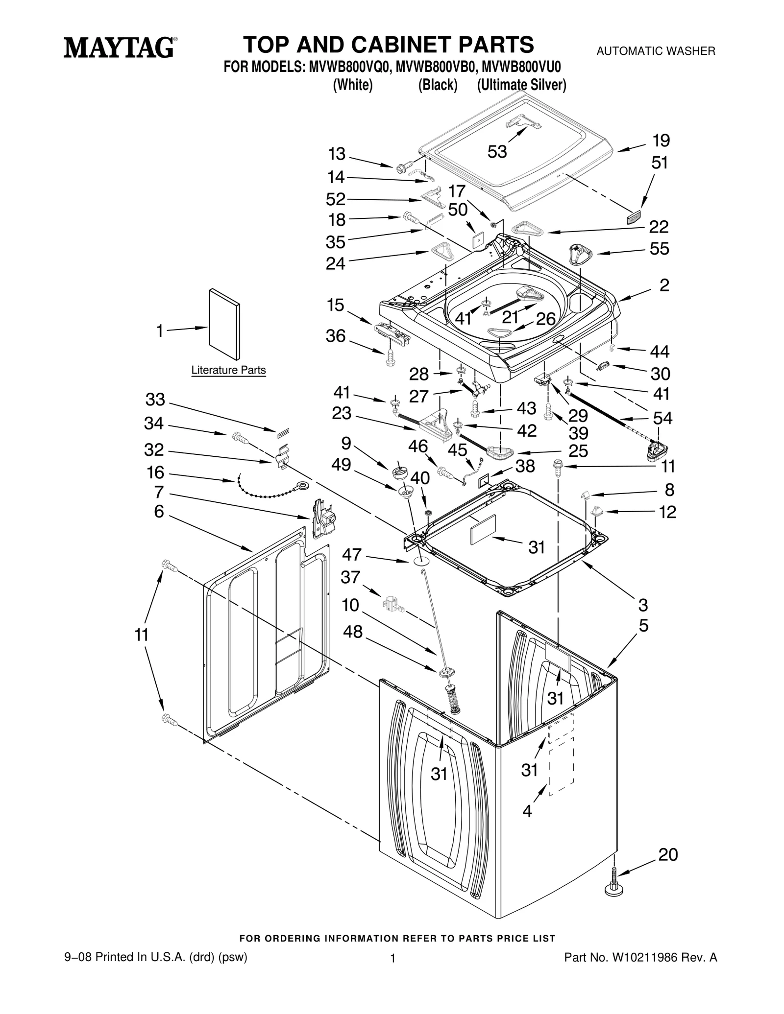 TOP AND CABINET PARTS
