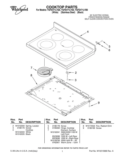 COOKTOP PARTS