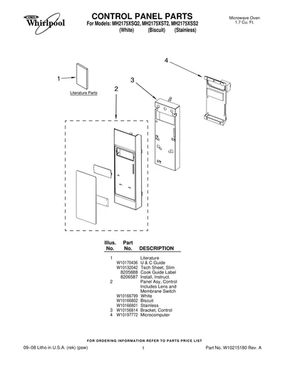 CONTROL PANEL PARTS