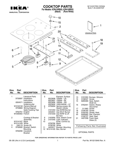 COOKTOP PARTS