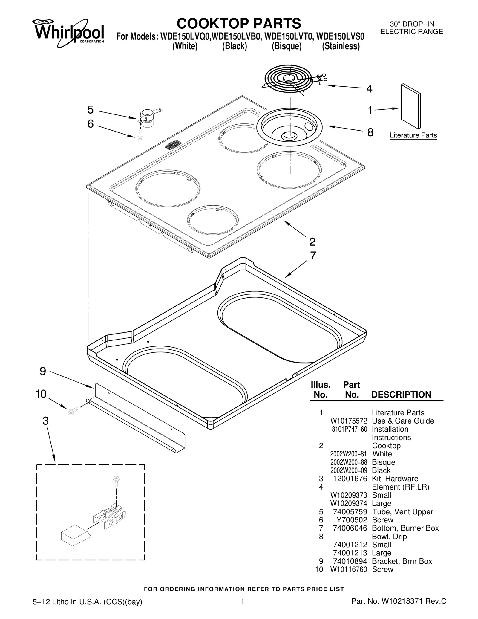 COOKTOP PARTS