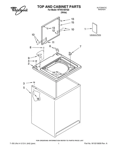 TOP AND CABINET PARTS