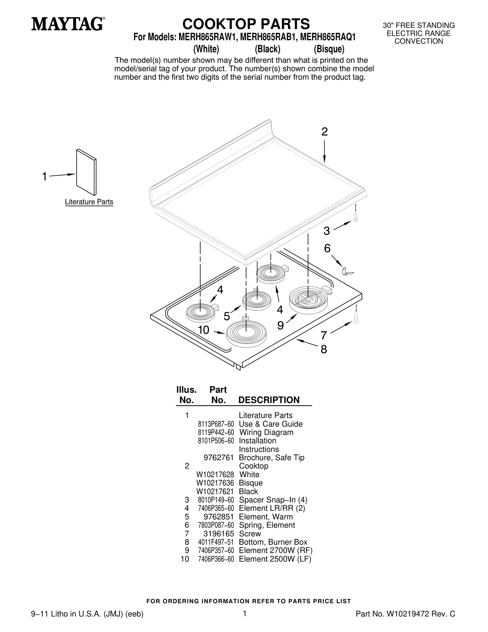 COOKTOP PARTS