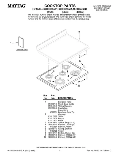 COOKTOP PARTS
