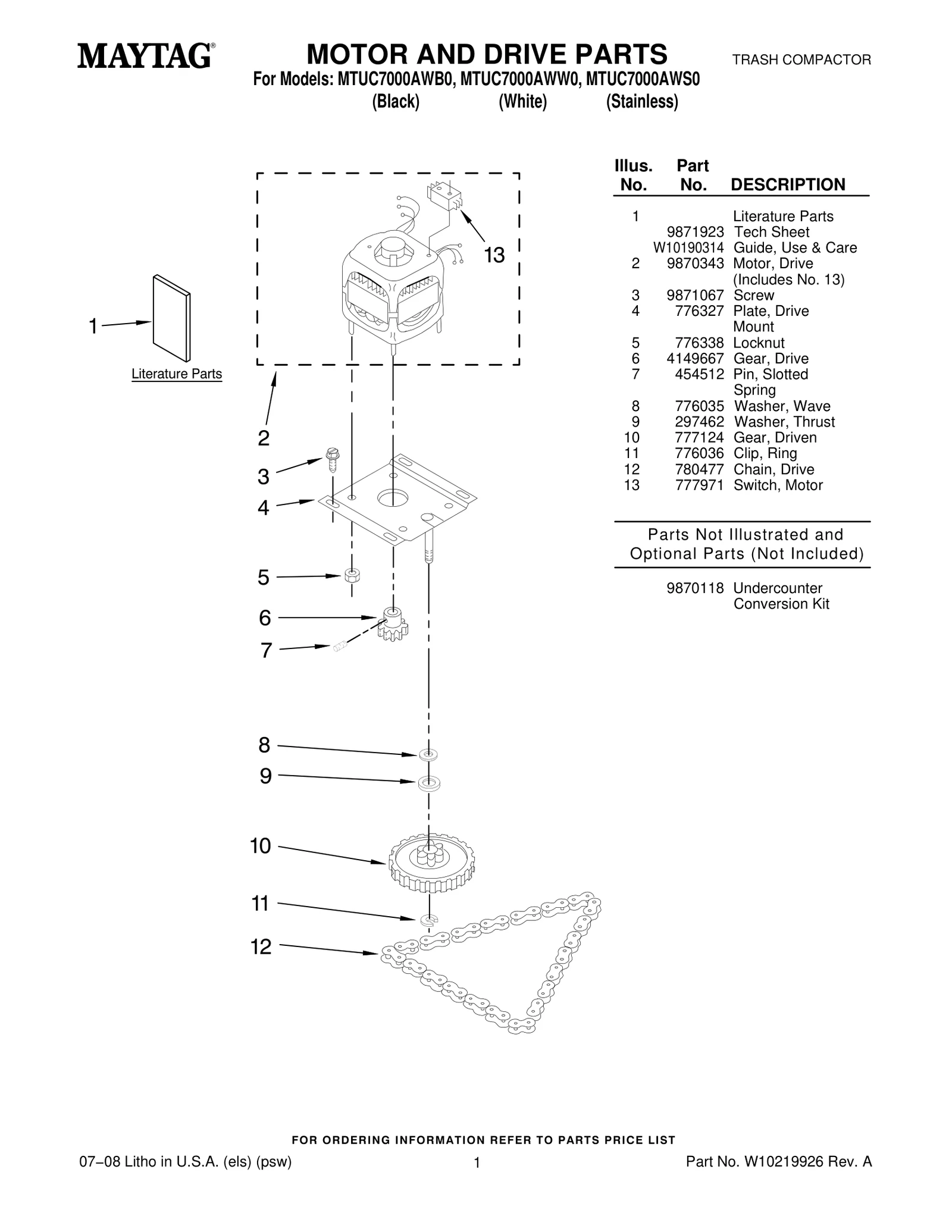 MOTOR AND DRIVE PARTS