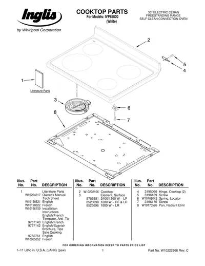 COOKTOP PARTS