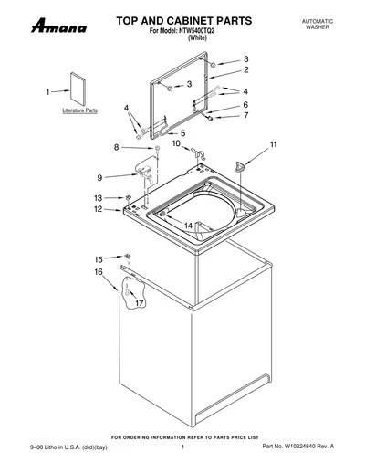 TOP AND CABINET PARTS