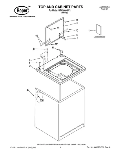TOP AND CABINET PARTS