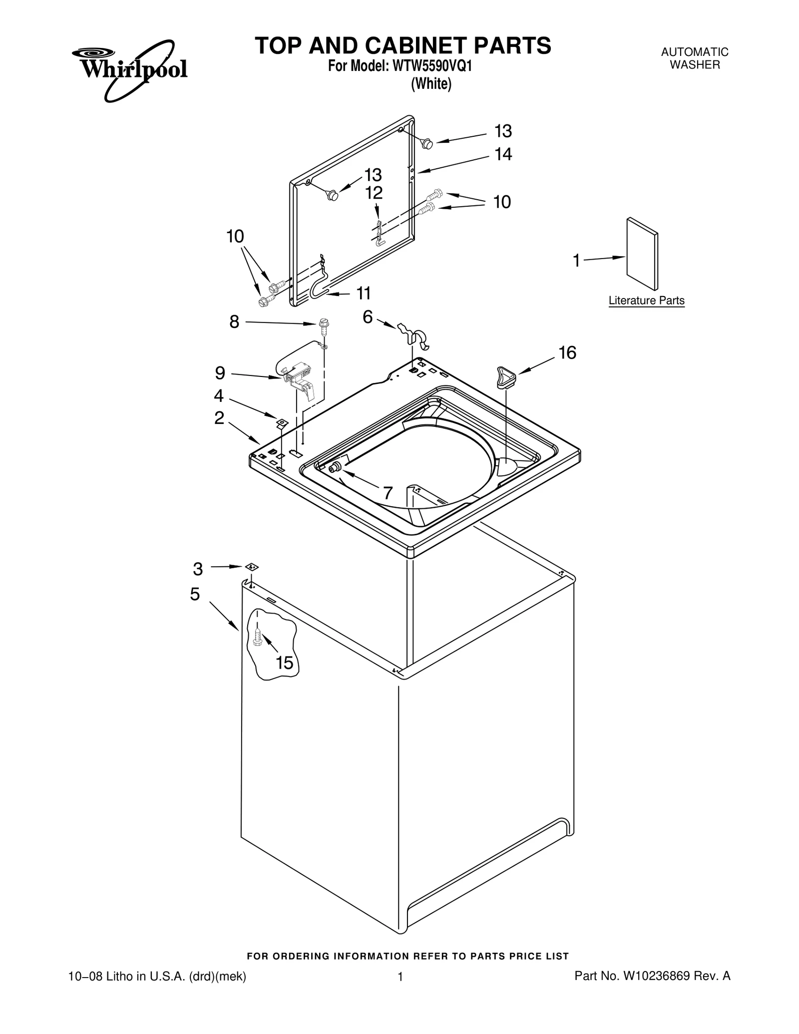 TOP AND CABINET PARTS