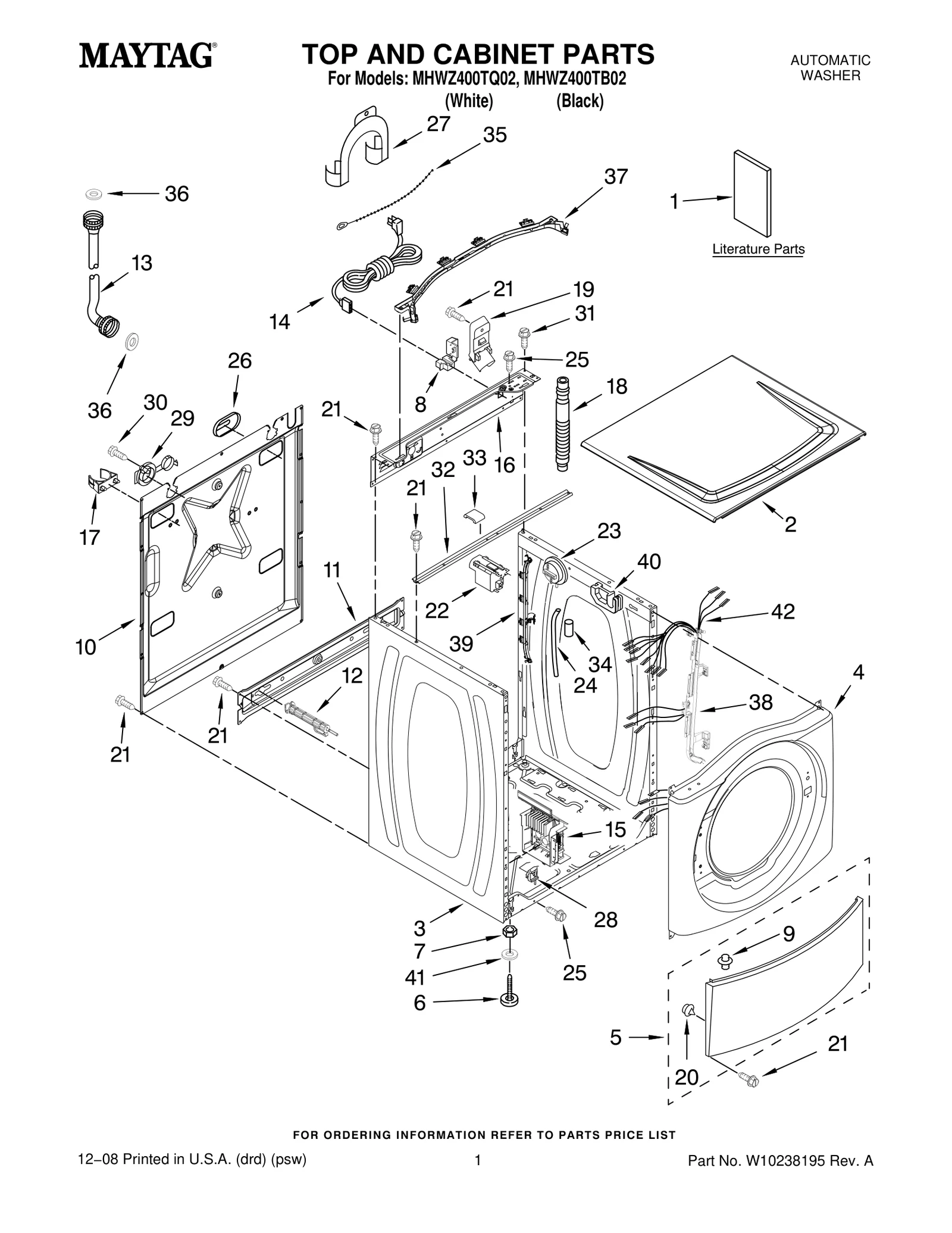 TOP AND CABINET PARTS