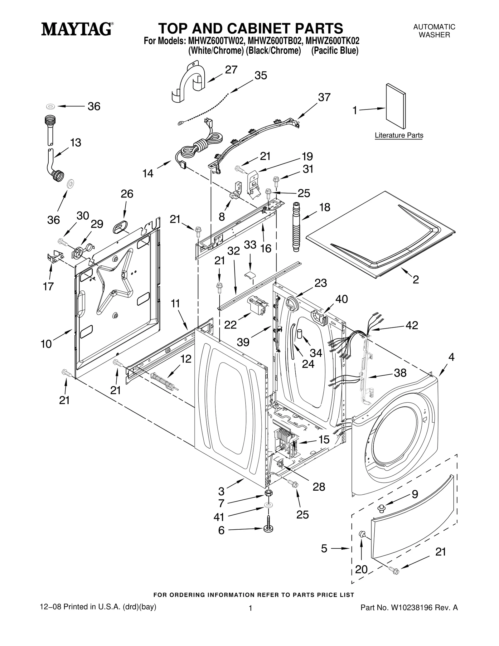 TOP AND CABINET PARTS
