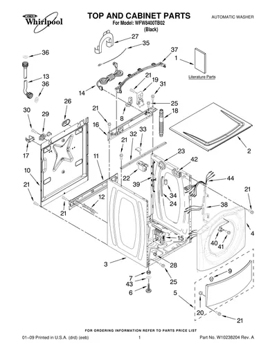 TOP AND CABINET PARTS
