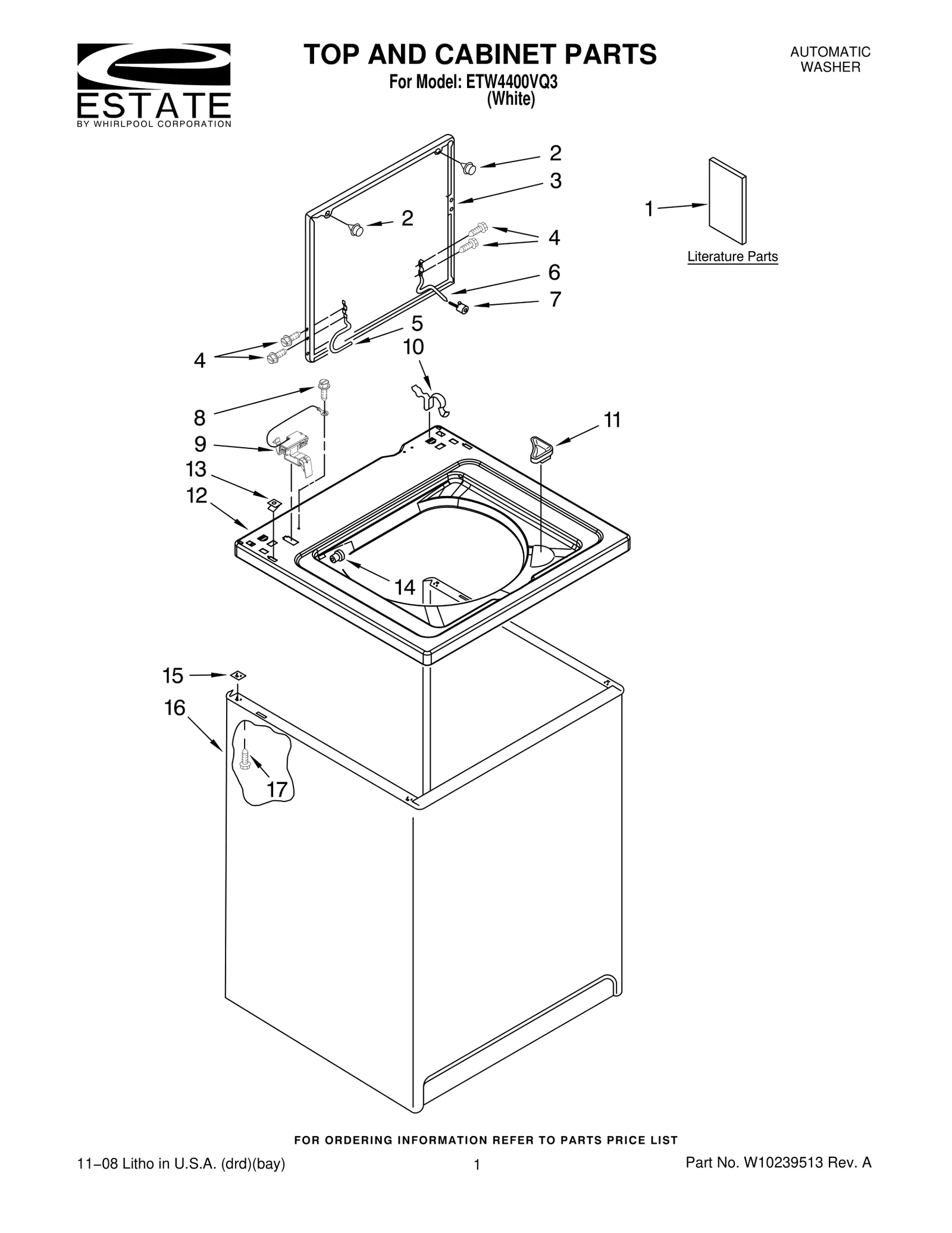 TOP AND CABINET PARTS