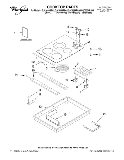 COOKTOP PARTS