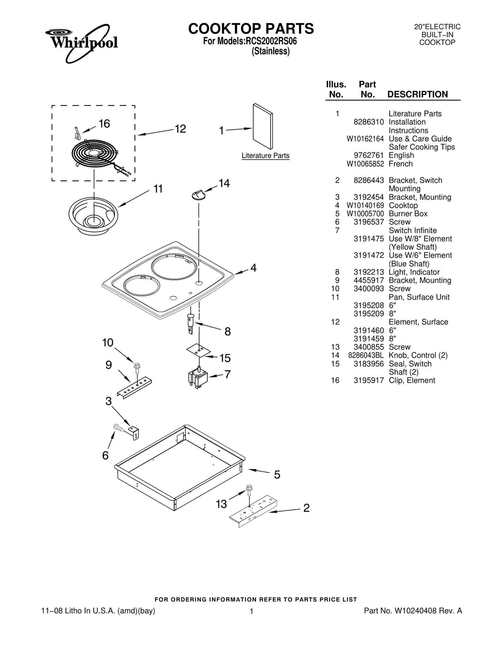 COOKTOP PARTS