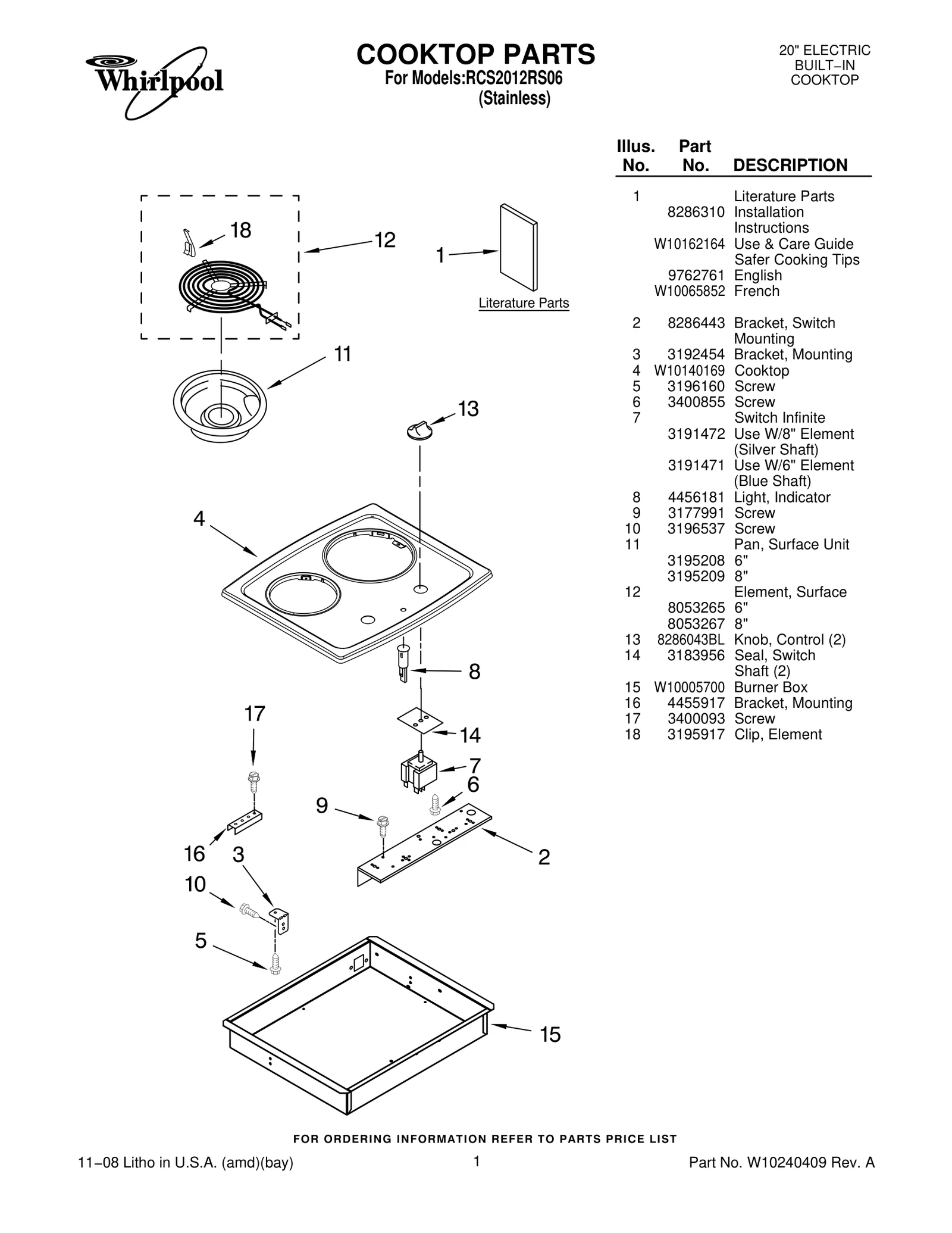 COOKTOP PARTS
