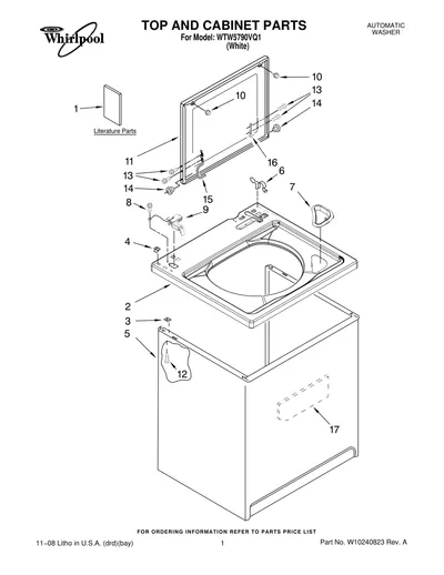 TOP AND CABINET PARTS