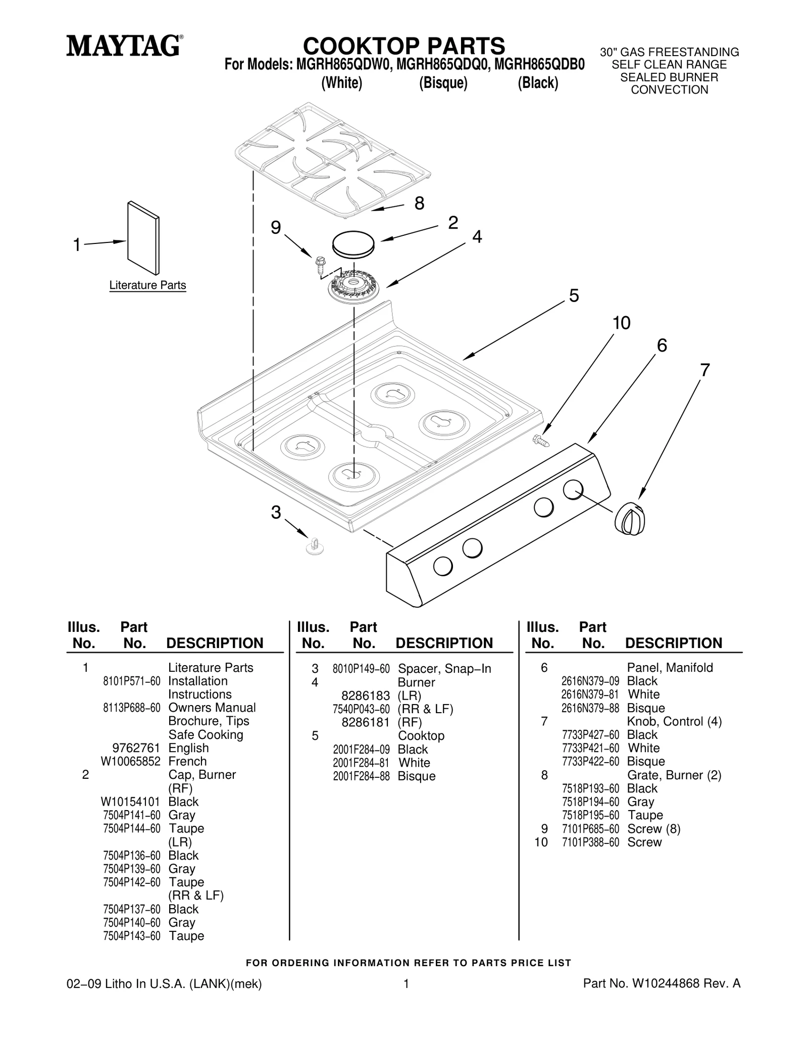 COOKTOP PARTS