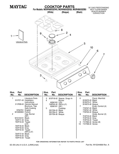 COOKTOP PARTS