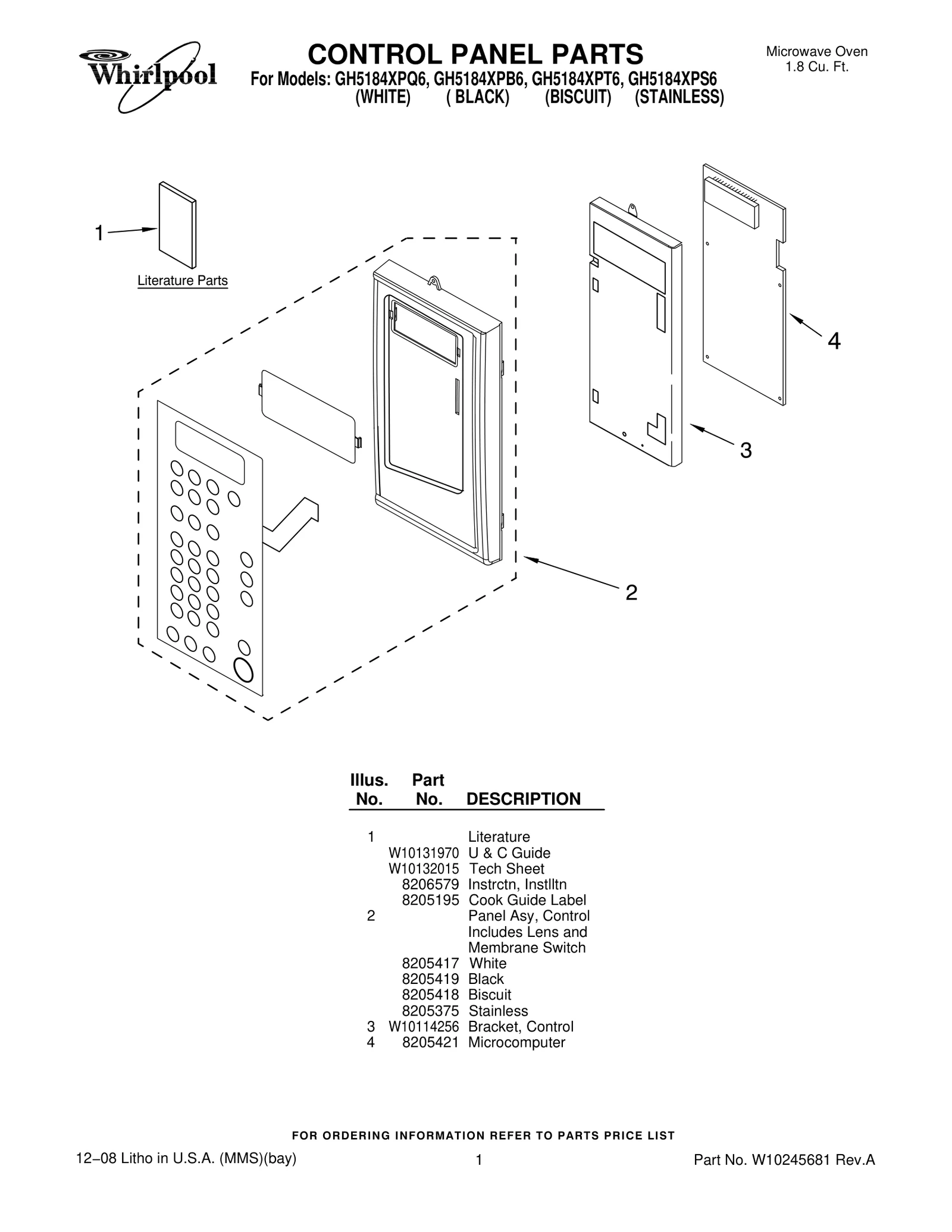 CONTROL PANEL PARTS