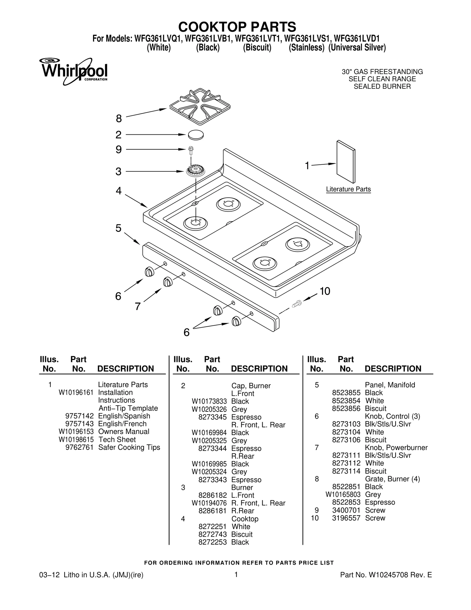 COOKTOP PARTS