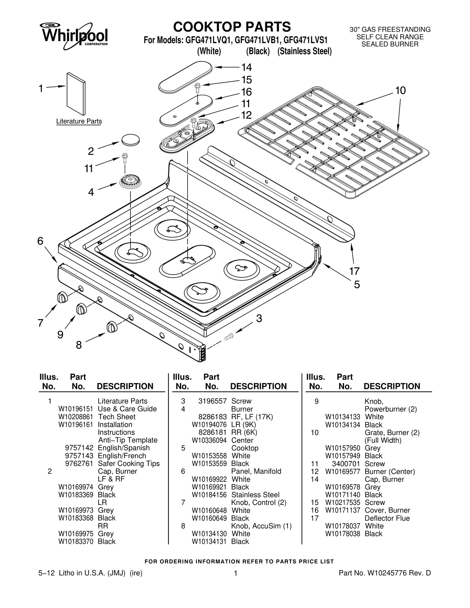 COOKTOP PARTS