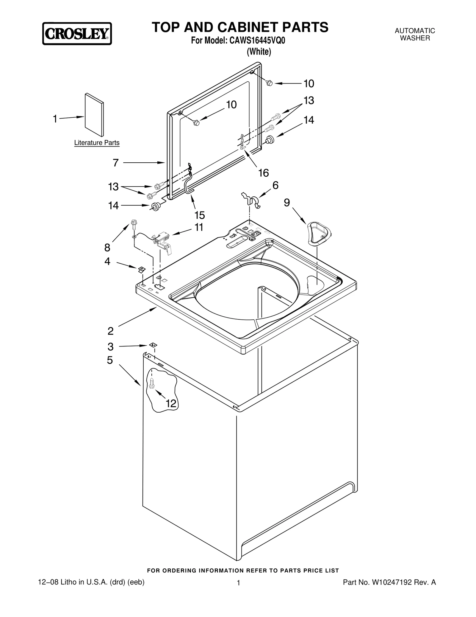 TOP AND CABINET PARTS