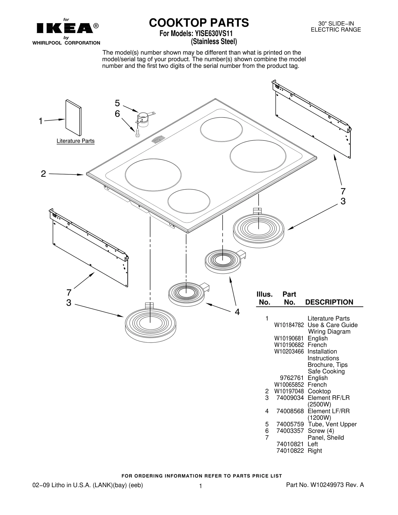 COOKTOP PARTS