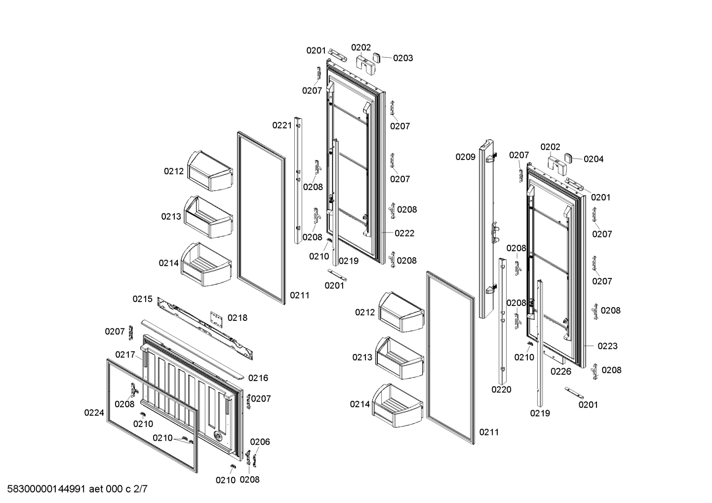 Fixture Outer Door Fixation-Freezer Section