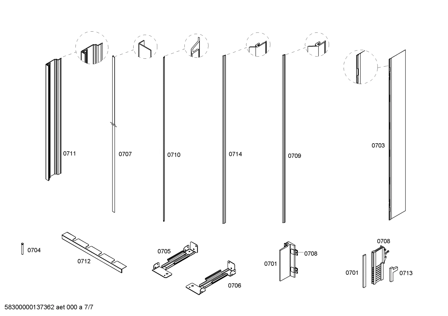 Installation Parts - Fridge-Freezer Combination 36" (90 Cm) - 2 Door