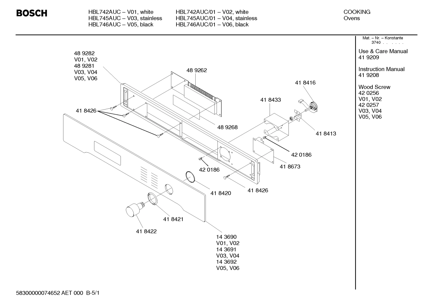 Screws, shelves trays (0101-0524)