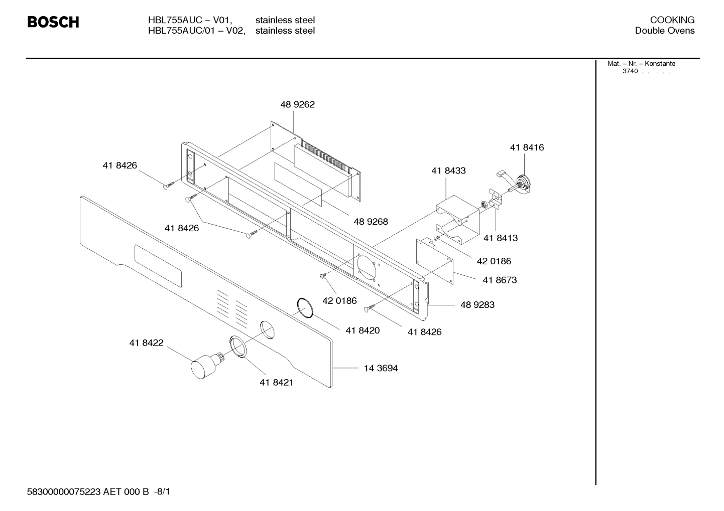 Door Glass & Panel Assy., SS