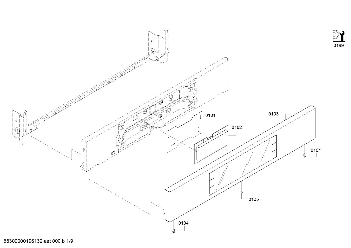 Front Panel SVC Assembly, 800, Blk SS, 30”, Dbl