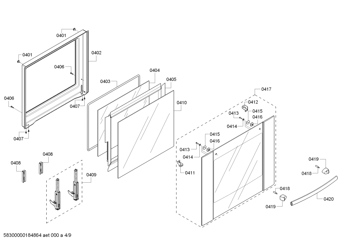 Front Glass Assy, Upper, 27"