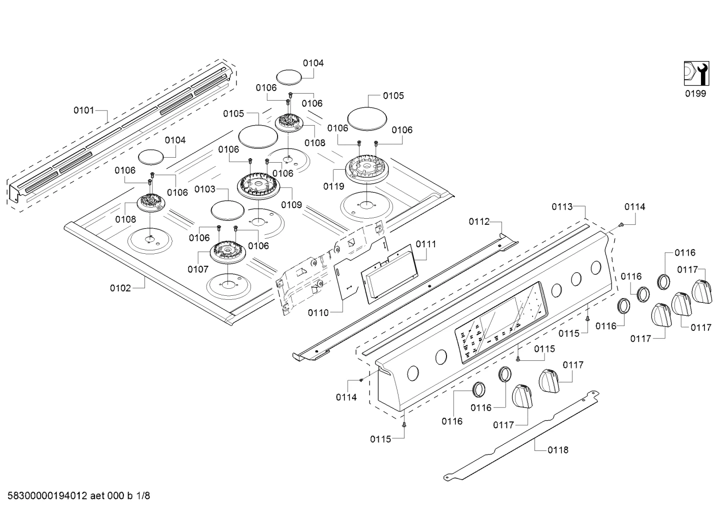 Screws, othergasparts (0101-0199)