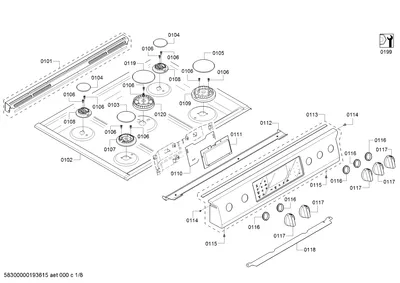 Screws, burnercaps rings (0101-0199)