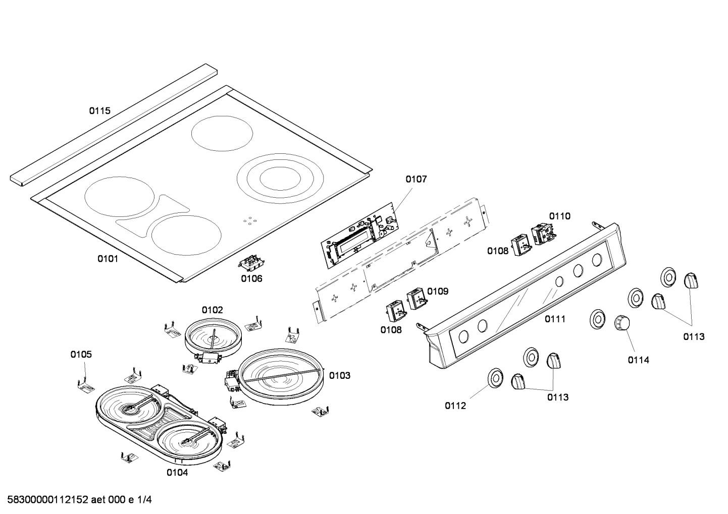 heatingparts, hobtops (0101-0159)
