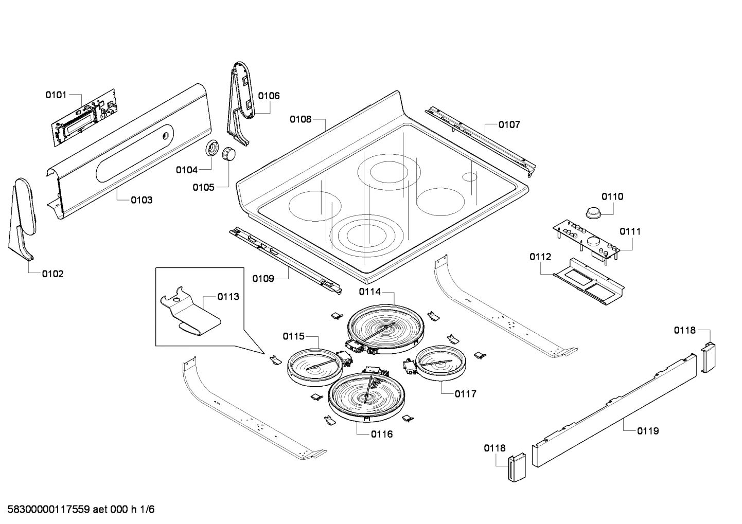 Door & Housing, heatingparts (0101-0199)