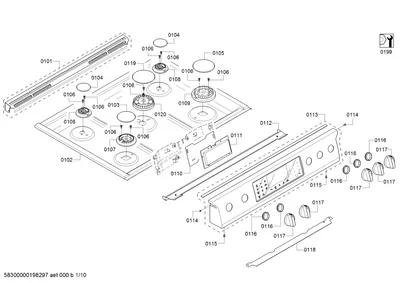 Screws, burnercaps rings (0101-0199)
