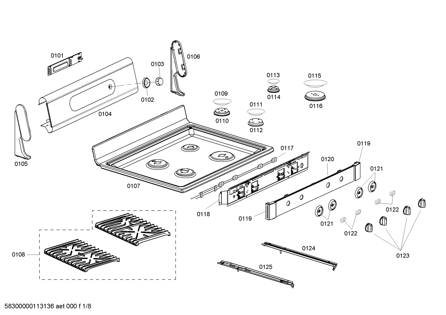 burnercaps rings, othergasparts (0101-0154)