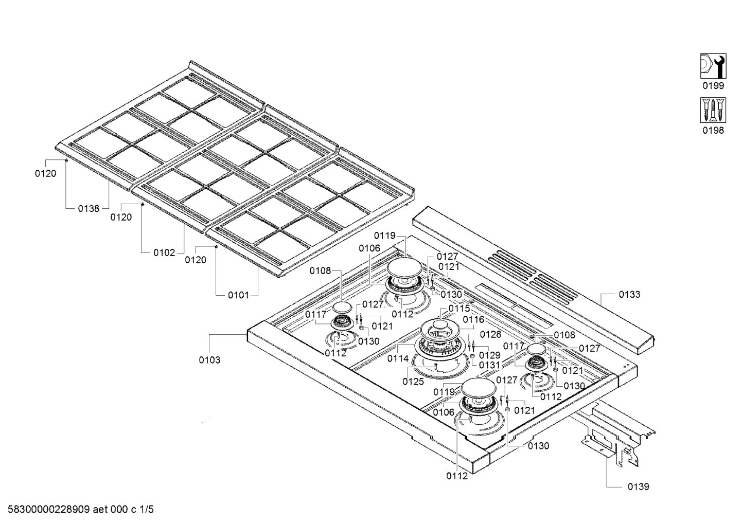 Screws, shelves trays (0101-0199)