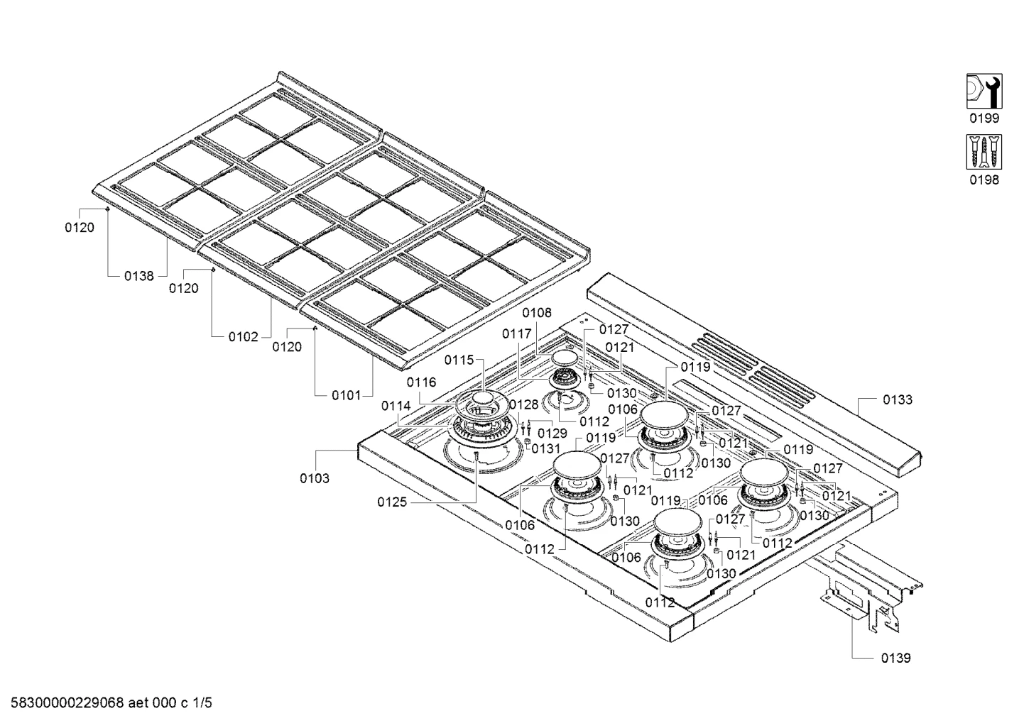 Screws, shelves trays (0101-0199)