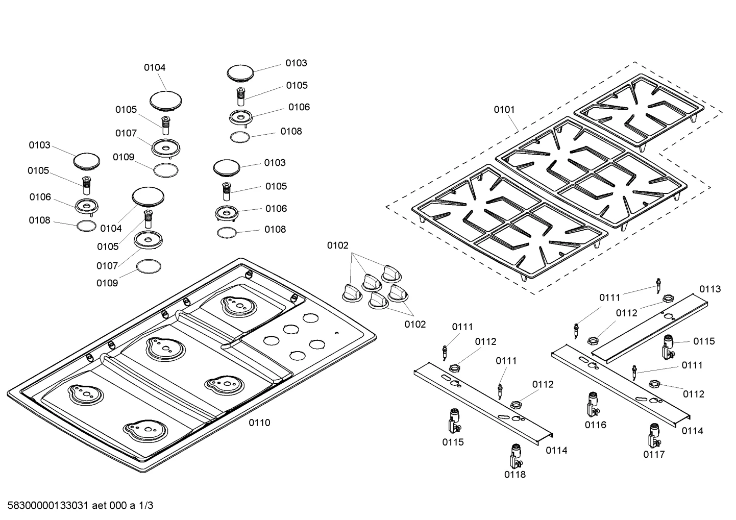 Flaps & Holders, burnercaps rings (0101-0154)