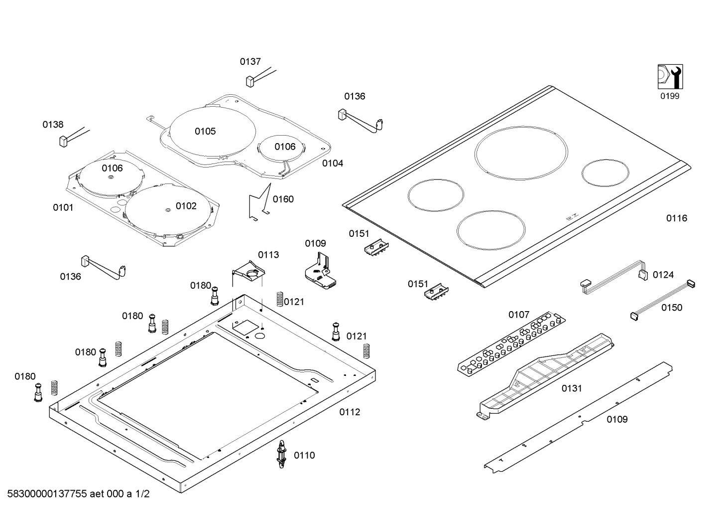Glass Ceramic Hob Top Frame Glass Spare Part (Set)