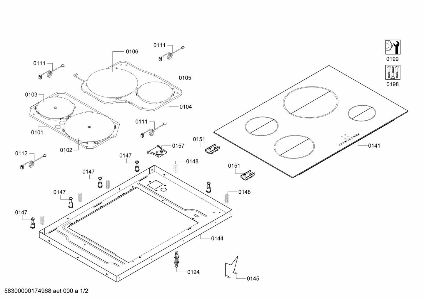 Glass Ceramic Hob Top Frame Glass Spare Part (Set)